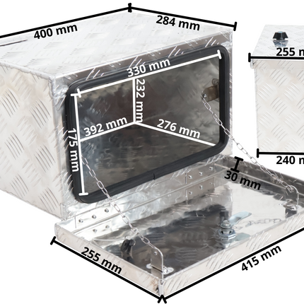 Cantonal Aluminium-Deichselbox aus Riffelblech - 400×240×300 mm