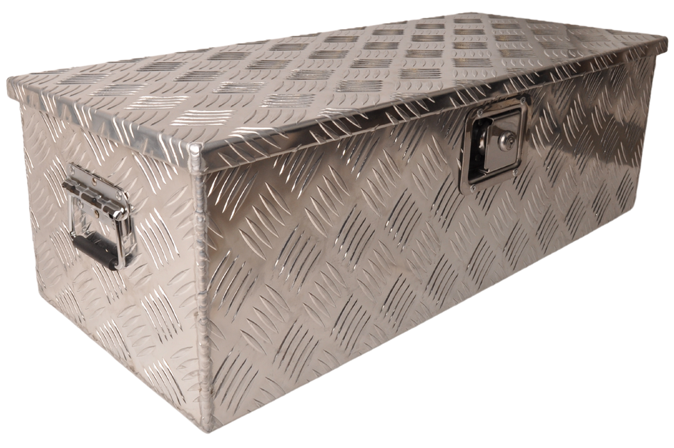 Cantonal Aluminium-Traubenblech Deichselbox/Werkzeugkasten mit Griffen 765x330x245 mm - inklusive integriertem Schloss - 2,5 mm dickes Material