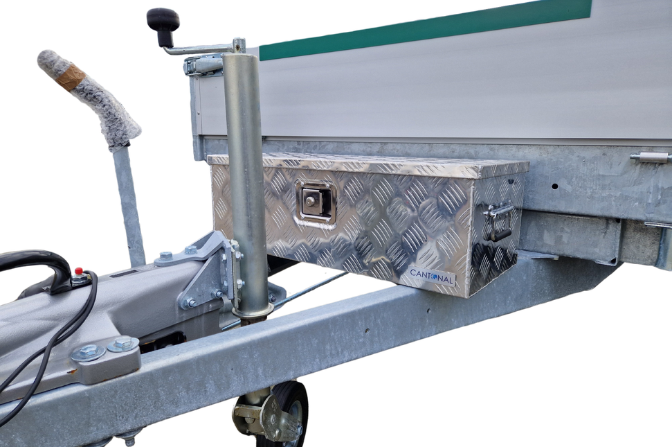 Cantonal Aluminium-Traubenblech Deichselbox/Werkzeugkasten mit Griffen 765x330x245 mm - inklusive integriertem Schloss - 2,5 mm dickes Material