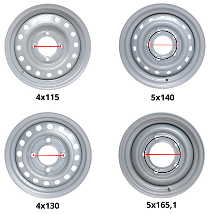 Cantonal Anhänger Felge 13 Zoll - 4.5Jx13 - Lochkreis: 4x139,7 - Tragfähigkeit: 765 kg - Nabendurchmesser: 95,5 mm - ET25.4