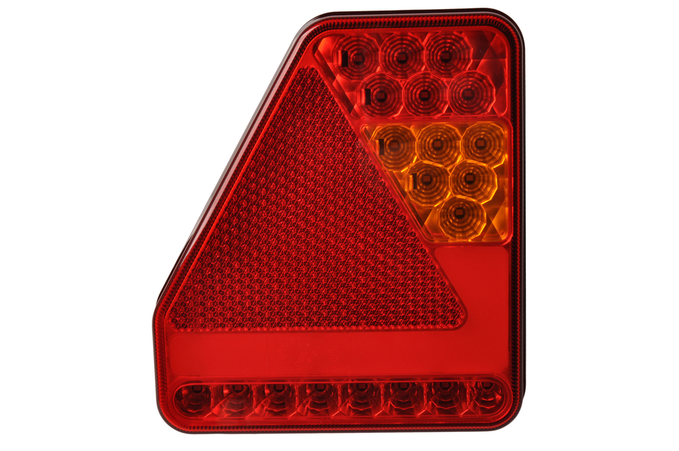 Cantonal Anhänger Rückleuchte - Glotrac - LED - links - 208x188x40 mm - inklusive Nebelschlussleuchte und Dreieckreflektor