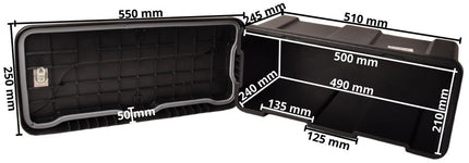 Cantonal Aufgesetzter Deichselbox - 550x250x295 mm aus Kunststoff mit T-Verschluss