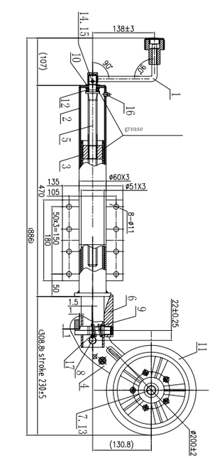 Cantonal Automatisch aufklappbares Stützrad - 60 mm - 250 kg - geeignet für Hapert