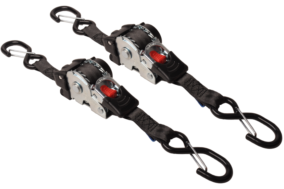 Cantonal Automatisch aufrollender Spanngurt 180x2,5 cm - mit S-Haken und Sicherungsfeder - 600 kg - Set mit 2 Stück