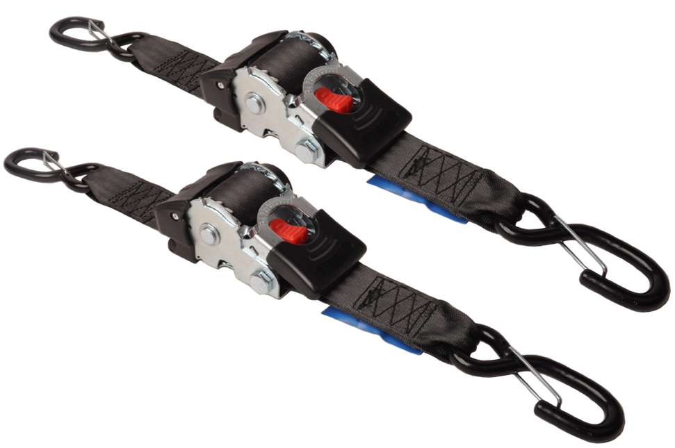 Cantonal Automatisch aufrollender Spanngurt 180x5 cm - mit S-Haken und Sicherungsfeder - 1500 kg -  Set mit 2 Stück