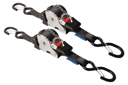 Cantonal Automatisch aufrollender Spanngurt 300x2,5 cm - mit S-Haken und Sicherungsfeder - 600 kg  - Set mit 2 Stück