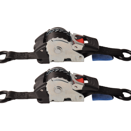 Cantonal Automatisch aufrollender Spanngurt 300x2,5 cm - mit S-Haken und Sicherungsfeder - 600 kg  - Set mit 2 Stück