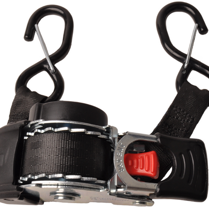 Cantonal Automatisch aufrollender Spanngurt 300x2,5 cm - mit S-Haken und Sicherungsfeder - 600 kg  - Set mit 2 Stück