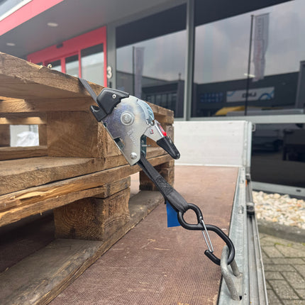 Cantonal Automatisch aufrollender Spanngurt 300x2,5 cm - mit S-Haken und Sicherungsfeder - 600 kg  - Set mit 2 Stück