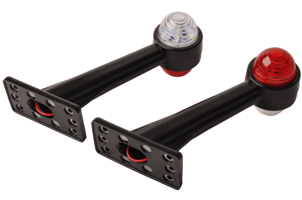 Cantonal Basic Begrenzungsleuchte Rot/Weiß Licht 19 cm lang in schrägem Winkel - 2 Stück - links und rechts  - LED