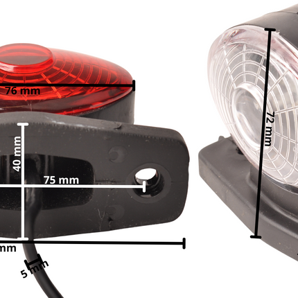 Cantonal Begrenzungsleuchte halbrund LED links/rechts 12 Volt