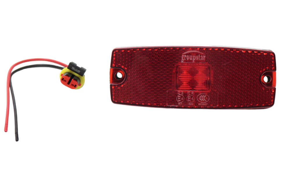 Cantonal Begrenzungsleuchte LED - 110x43 mm - 10-30V - rot - Anschluss mit losem Kabel