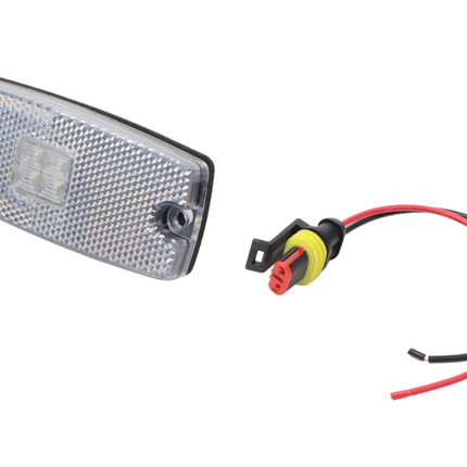 Cantonal Begrenzungsleuchte LED - 110x43 mm - 10-30V - weiß - Anschluss mit losem Kabel