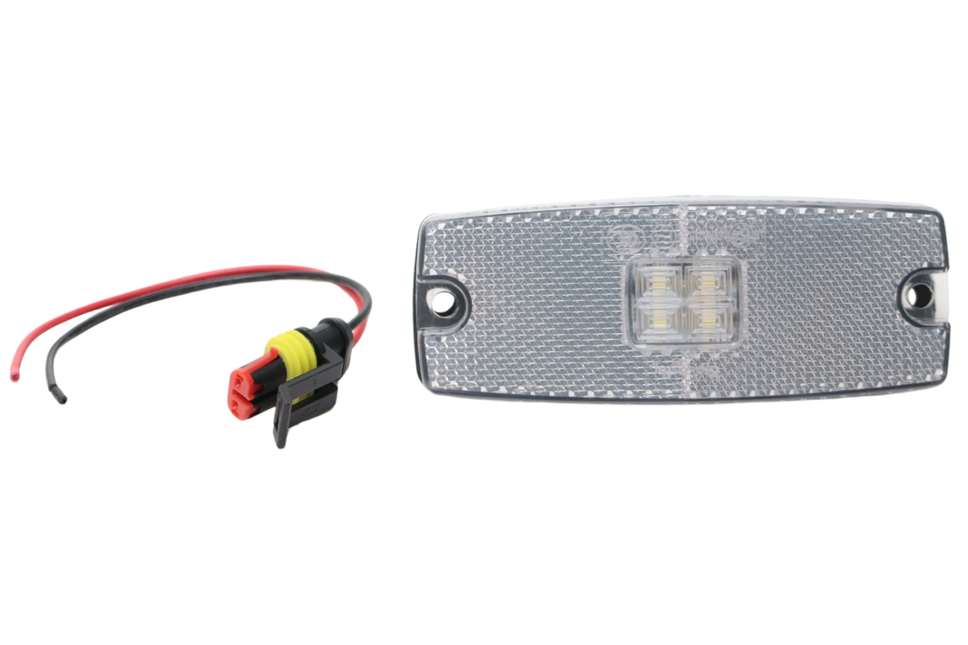 Cantonal Begrenzungsleuchte LED - 110x43 mm - 10-30V - weiß - Anschluss mit losem Kabel