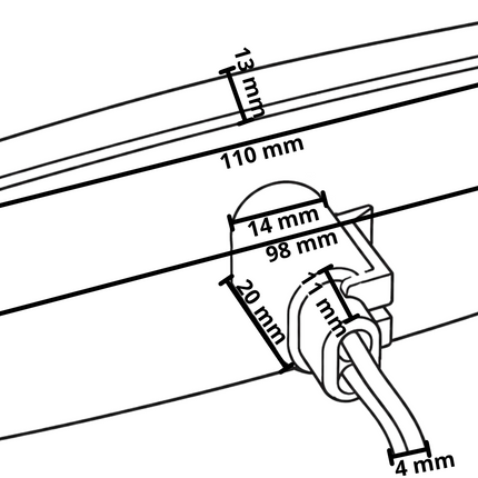 Cantonal Begrenzungsleuchte LED - 110x44 mm - 10-30V - rot - Anschluss mit losem Kabel