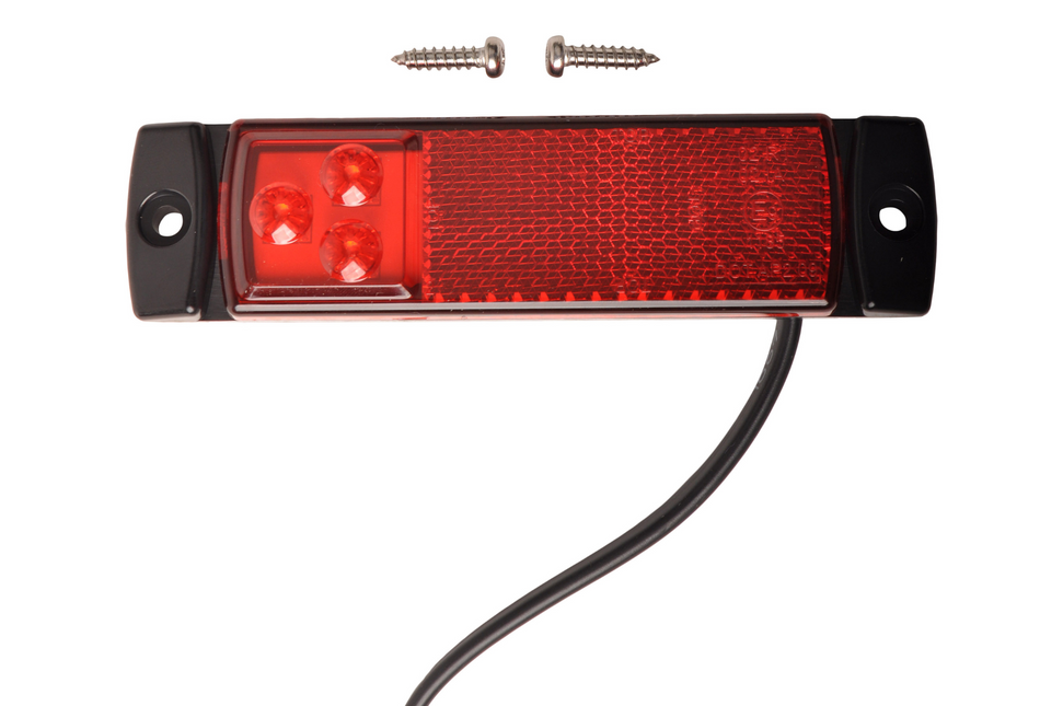 Cantonal Begrenzungsleuchte rot LED 12/24V 126x30mm