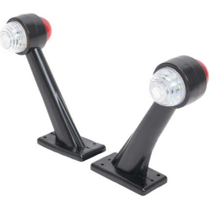 Cantonal Begrenzungsleuchte Rot/Weiß Licht 19 cm lang in schrägem Winkel - 2 Stück - links und rechts - LED