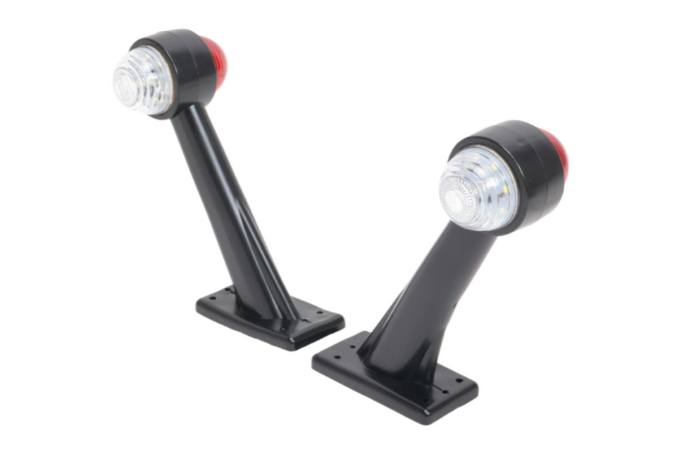 Cantonal Begrenzungsleuchte Rot/Weiß Licht 19 cm lang in schrägem Winkel - 2 Stück - links und rechts - LED