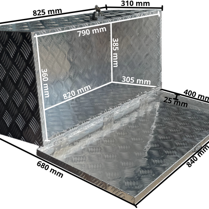 Cantonal Deichselbox Aluminium-Riffelblech 840x400x310 mm – mit Schmetterlingsverschluss