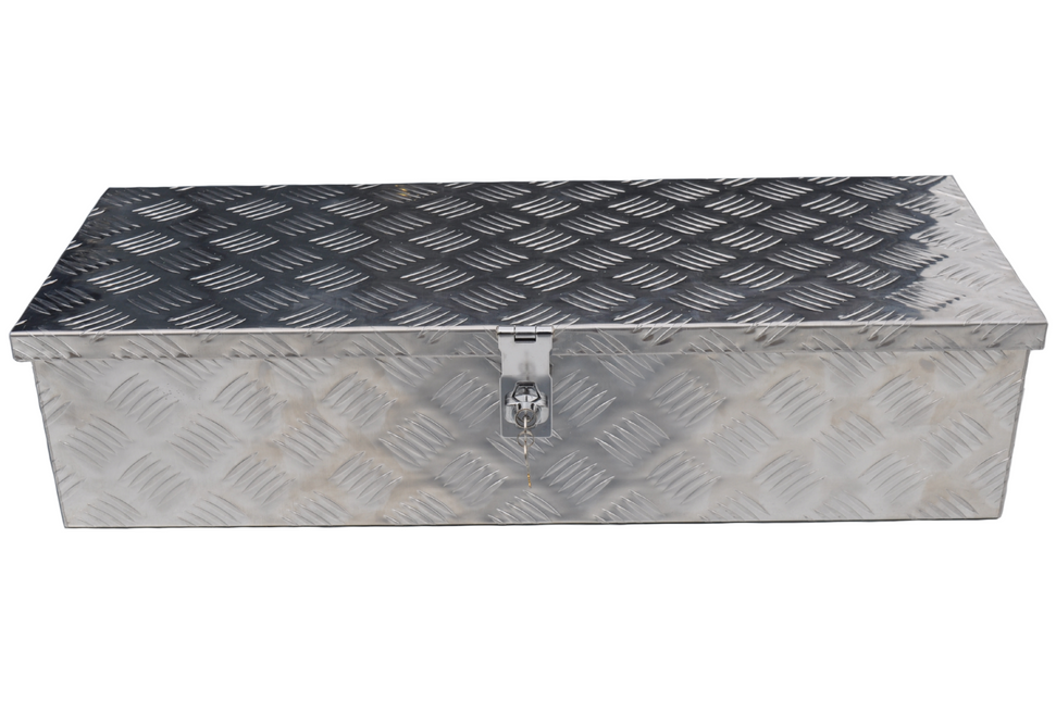 Cantonal Deichselbox aus Aluminium-Riffelblech 800x300x190 mm – Schmetterlingsverschluss