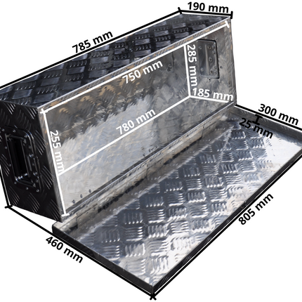 Cantonal Deichselbox aus Aluminium-Riffelblech 800x300x190 mm – Schmetterlingsverschluss