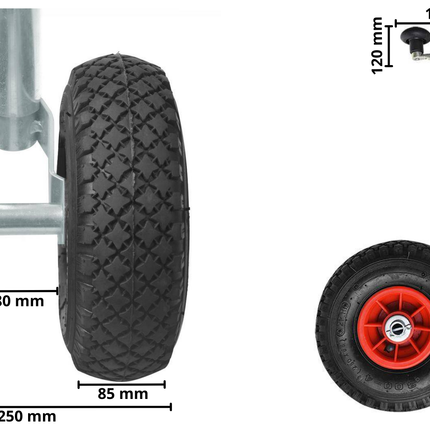 Cantonal Doppelstützrad - 48 mm - Tragfähigkeit: 180 kg - Luftreifen