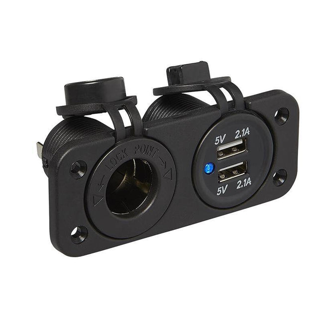 Cantonal Einbausatz - DIN-Steckdose + 2x USB-Anschluss 2x2100mA