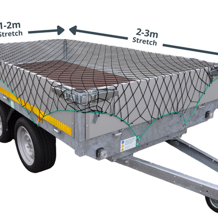 Cantonal Elastisches schwarzes Anhängernetz 1-2 x 2-3 Meter - inklusive elastischem Rand - UV-beständig