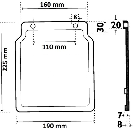 Cantonal Flexibler Schmutzfänger Anhänger Kunststoff (190x220 mm) - 2 Stück