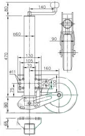 Cantonal Klappbares Stützrad - Quadrat 60 mm - Tragfähigkeit: 250 kg - große Montageplatte