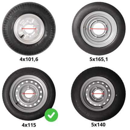 Cantonal Komplettrad Anhänger - 5.00-10 - Lochkreis: 4x115 -Tragfähigkeit: 440 kg - Nabendurchmesser: 85 mm - 6PR