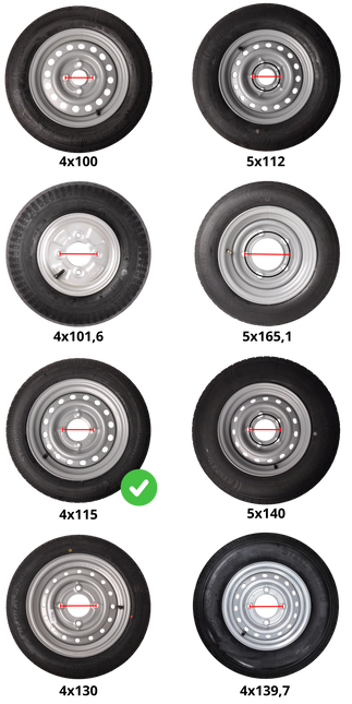 Cantonal Komplettrad Anhänger - 5.00-10 - Lochkreis: 4x115 -Tragfähigkeit: 440 kg - Nabendurchmesser: 85 mm - 6PR