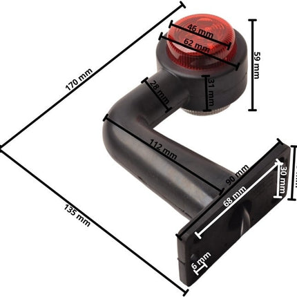Cantonal LED Begrenzungsleuchte rechtwinklig rot/weiß - links