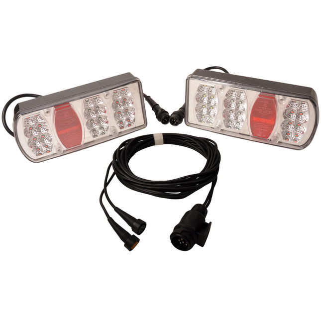 LKW Rückleuchten Anhänger Rücklicht Set (2 Paar) – 12V, 5m Kabel, 13-polig, E-geprüft, IP65, Mit Blinker, Nebel-, Rückfahr- & Bremslicht LKW Rückleuchten Anhänger Rücklicht Set (2 Paar) – 12V, 5m Kabel, 13-polig, E-geprüft, IP65, Mit Blinker, Nebel-, Rückfahr- & Bremslicht