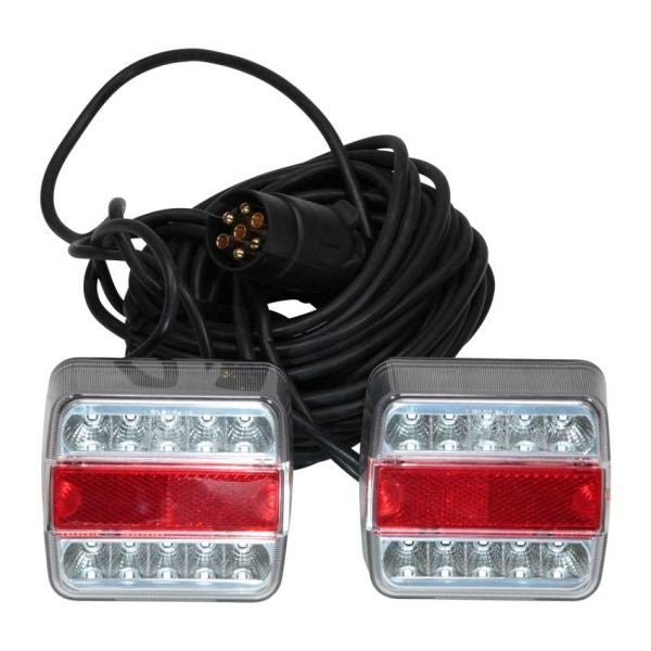 Cantonal LED Rückleuchten Set auf Magneten mit 12 Meter Hauptkabel - 7-polig - ideal für Bootstrailer