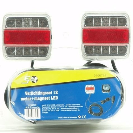 Cantonal LED Rückleuchten Set auf Magneten mit 12 Meter Hauptkabel - 7-polig - ideal für Bootstrailer