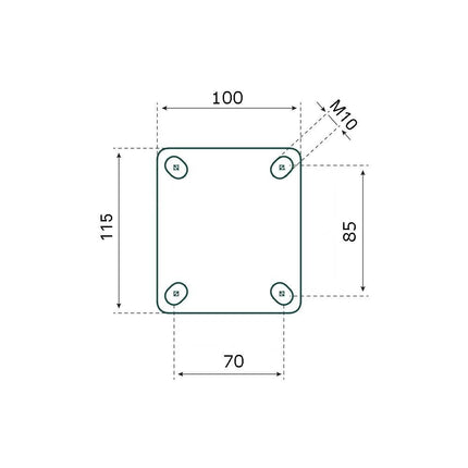 Cantonal Lenkrolle PU 300x4 - 80 kg - Gesamthöhe 300 mm