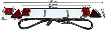 Cantonal Lichtleiste Kunststoff für Anhänger - Länge 137 cm - 8 Meter Hauptkabel - 7-poliger Anschluss - Plug & Play