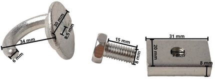 Cantonal Netzhaken mit Schiebebefestigung - 30x19x0,8 mm - geeignet für Anssems Anhänger