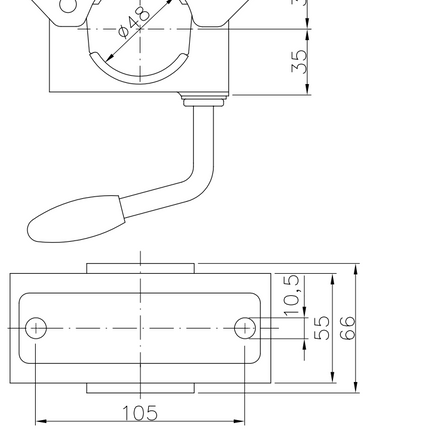 Cantonal Premium-Klemmhalter für Stützrad mit einem Rohrdurchmesser von 48 mm