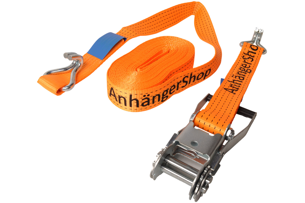 Cantonal Premium-Spanngurt - 800x5 cm - orange - Bruchlast 5000 kg - 2-teilig - AnhängerShop Aufdruck