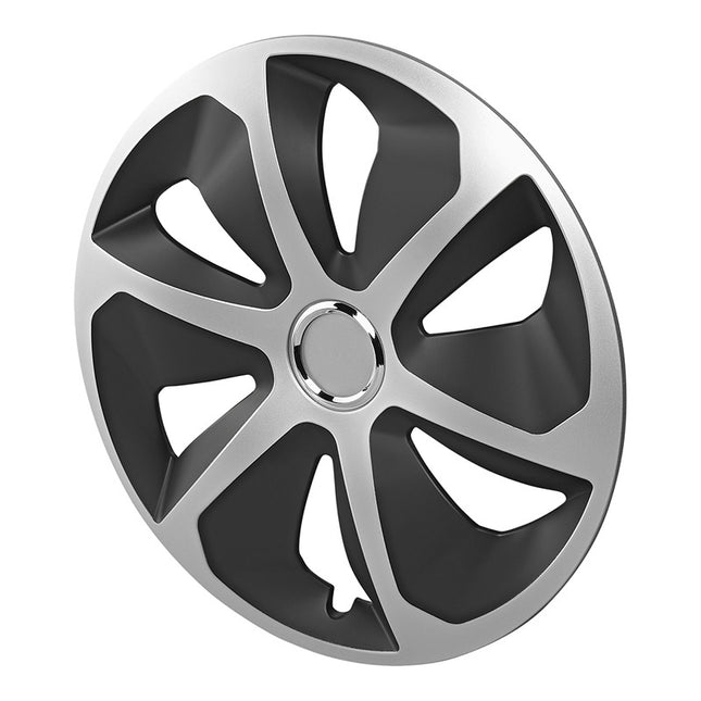 Cantonal Radkappenset Roco 4 Stück für 13 Zoll Felgen - silber/schwarz