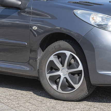 Cantonal Radkappenset Roco 4 Stück für 13 Zoll Felgen - silber/schwarz