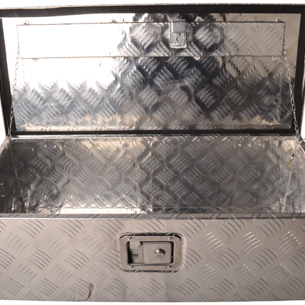 Cantonal Riffelblech Aluminium Deichselbox/Werkzeugbox/Deichselkasten 765x330x245 mm - mit eingebautem Schloss