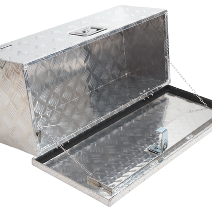 Cantonal Riffelblech Aluminium Deichselbox/Werkzeugbox/Deichselkasten 765x330x245 mm - mit eingebautem Schloss