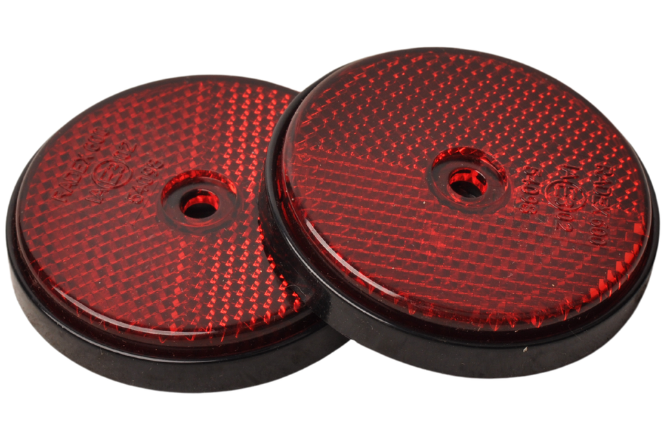 Cantonal Roter Reflektor 60 mm Schraublöcher rund - 2 Stück