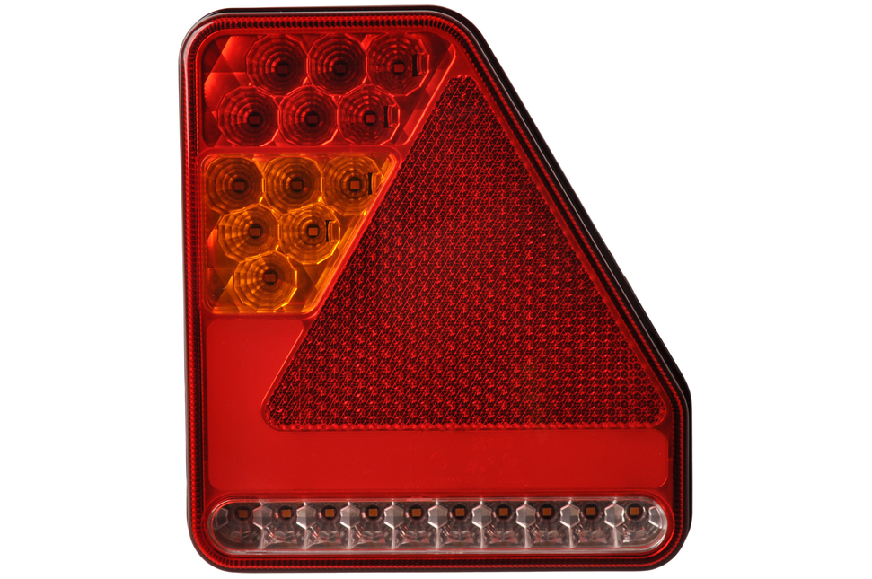 Cantonal Rückleuchte - Glotrac - LED - rechts - 208x188x40 mm - inklusive Rückfahrleuchte und Dreieckreflektor