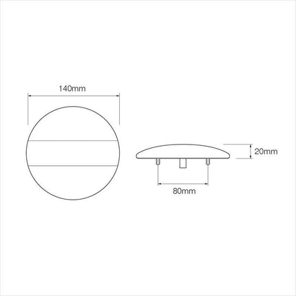 Cantonal Rückleuchte LED rund 140x20 mm
