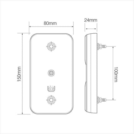 Cantonal Rückleuchte vertikal 80x150x24 mm - 3 Funktionen