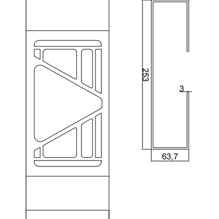 Cantonal Schutzgitter Multiled 4 - 253x141x63,7 mm - mit freiem Dreieck - Edelstahlmaterial